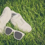 youth sneakers on the grass